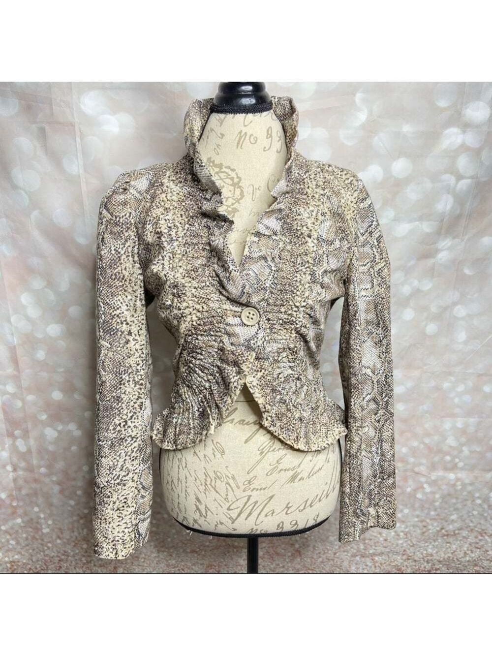 Bamboo Traders Snake-Print Frill Jacket